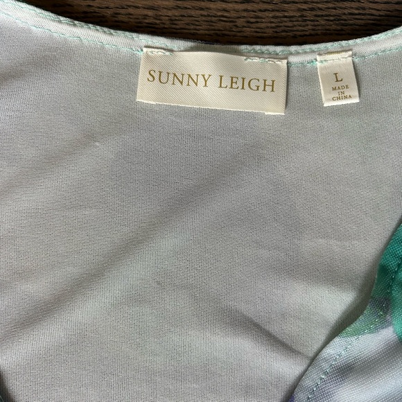 NWT! Sunny Leigh Woman’s Green & Blue Floral Print Dress Size Large - Picture 11 of 14